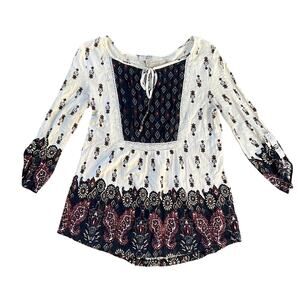 Vintage America Blues Boho Hippie Blouse: Size S